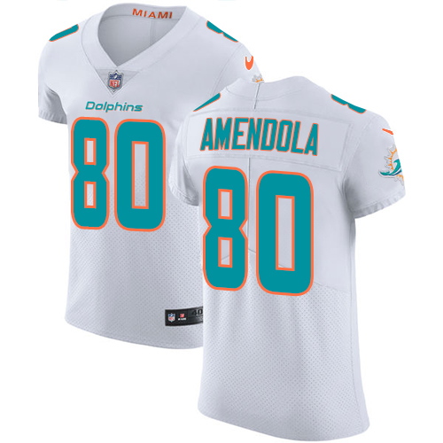 Nike Dolphins #80 Danny Amendola White Men's Stitched NFL Vapor Untouchable Elite Jersey